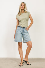 Tam Pleated Top In Sage - Final Sale
