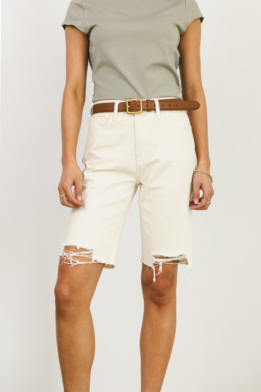 Marlene Denim Shorts in Ivory - FINAL SALE