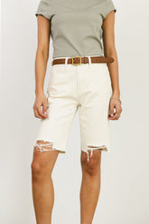Marlene Denim Shorts in Ivory - FINAL SALE
