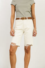 Marlene Denim Shorts in Ivory - FINAL SALE