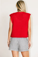 Brea Knit Vest In Red - Final Sale