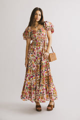 Robbie Floral Midi Dress in Pink - FINAL SALE