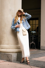 Beau Lace Trim Midi Skirt In Cream - Final Sale
