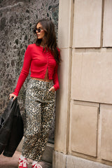 Mallory Button Front Top In Red - Final Sale