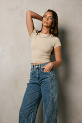 Joey Basic Top In Oatmeal - Final Sale