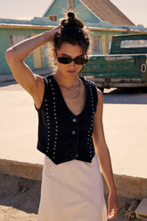 Shiloh Studded Vest in Black - FINAL SALE