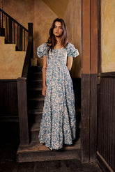 Robbie Floral Midi Dress in Blue - FINAL SALE