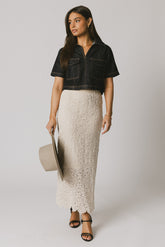 Farris Denim Collared Top in Dark Wash - FINAL SALE
