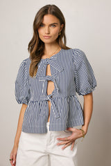 Milandra Striped Peplum Top - FINAL SALE