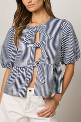 Milandra Striped Peplum Top - Final Sale