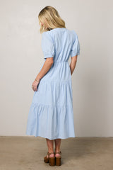 Finey Button Front Maxi Dress In Blue - Final Sale