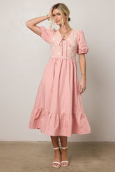 Jozette Floral Midi Dress in Pink - FINAL SALE