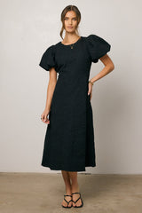 Henry Textured Midi Dress In Black
