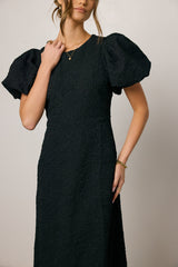Henry Textured Midi Dress In Black