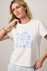 Bella Mia Graphic Tee In Blue - Final Sale