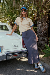 Rayne Striped Maxi Skirt in Navy - FINAL SALE