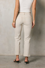Nyla Straight Leg Jeans In Beige - Final Sale