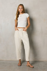 Rosie Tencel Loose Pants In Beige - Final Sale