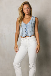 Shiloh Studded Vest in Light Wash - FINAL SALE