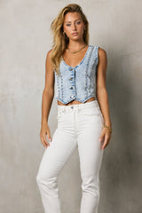 Shiloh Studded Vest in Light Wash - FINAL SALE