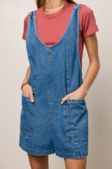 Scottie Denim Overalls In Medium Wash - Final Sale