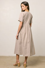 Narla Striped Midi Dress In Brown - Final Sale