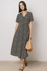 Malik Floral Midi Dress In Black - Final Sale