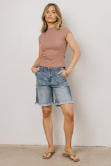 Noel Mock Neck Top In Mauve - Final Sale