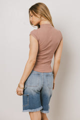 Noel Mock Neck Top In Mauve - Final Sale