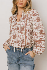 Imann Floral Blouse in Rust - FINAL SALE