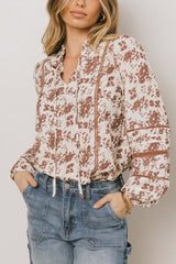 Imann Floral Blouse in Rust - FINAL SALE