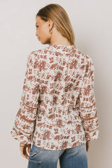 Imann Floral Blouse In Rust - Final Sale