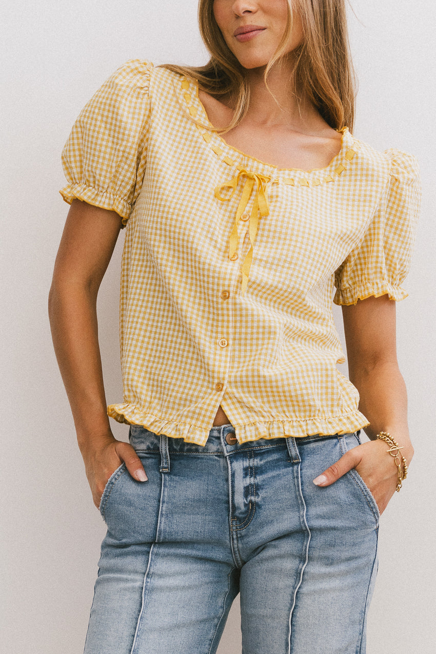 Dean Gingham Blouse in Yellow - FINAL SALE