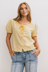 Dean Gingham Blouse In Yellow - Final Sale