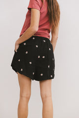 Elia Floral Shorts In Black - Final Sale