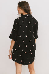 Elia Floral Blouse In Black - Final Sale