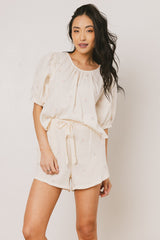 Elia Floral Shorts In Beige - Final Sale