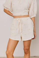 Elia Floral Shorts In Beige - Final Sale
