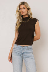 Sunny Mock Neck Top in Brown - FINAL SALE