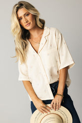 Elia Floral Blouse in Beige