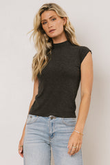 Sunny Mock Neck Top In Charcoal - Final Sale