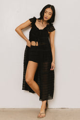 Mona Embroidered Kimono in Black - FINAL SALE