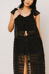 Mona Embroidered Kimono In Black - Final Sale