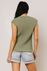 Warren Ribbed Tank In Olive - Final Sale