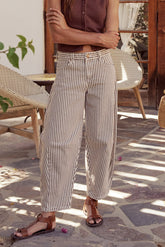 Allison Striped Barrel Jeans in Brown - FINAL SALE