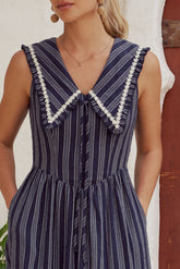 Miya Collared Midi Dress in Navy - FINAL SALE