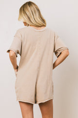 Lynn Relaxed Romper In Taupe - Final Sale