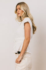Anya Textured Blouse In Off White - Final Sale