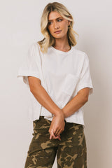 Ria Boxy Tee In White - Final Sale