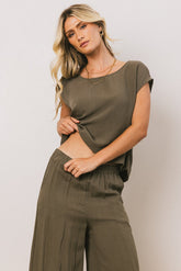 Jaylen Boxy Blouse in Olive - FINAL SALE